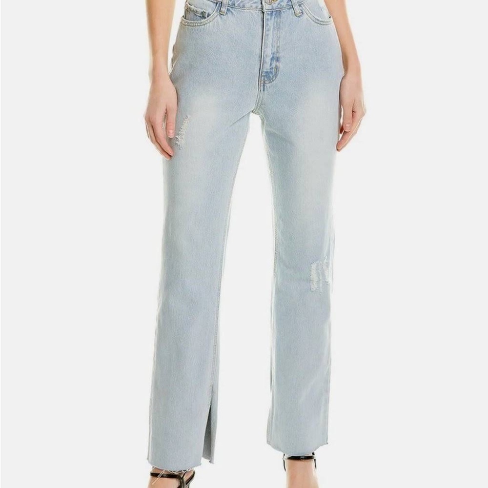 Avec De Filles Distressed Split Hem Jeans, Size 30